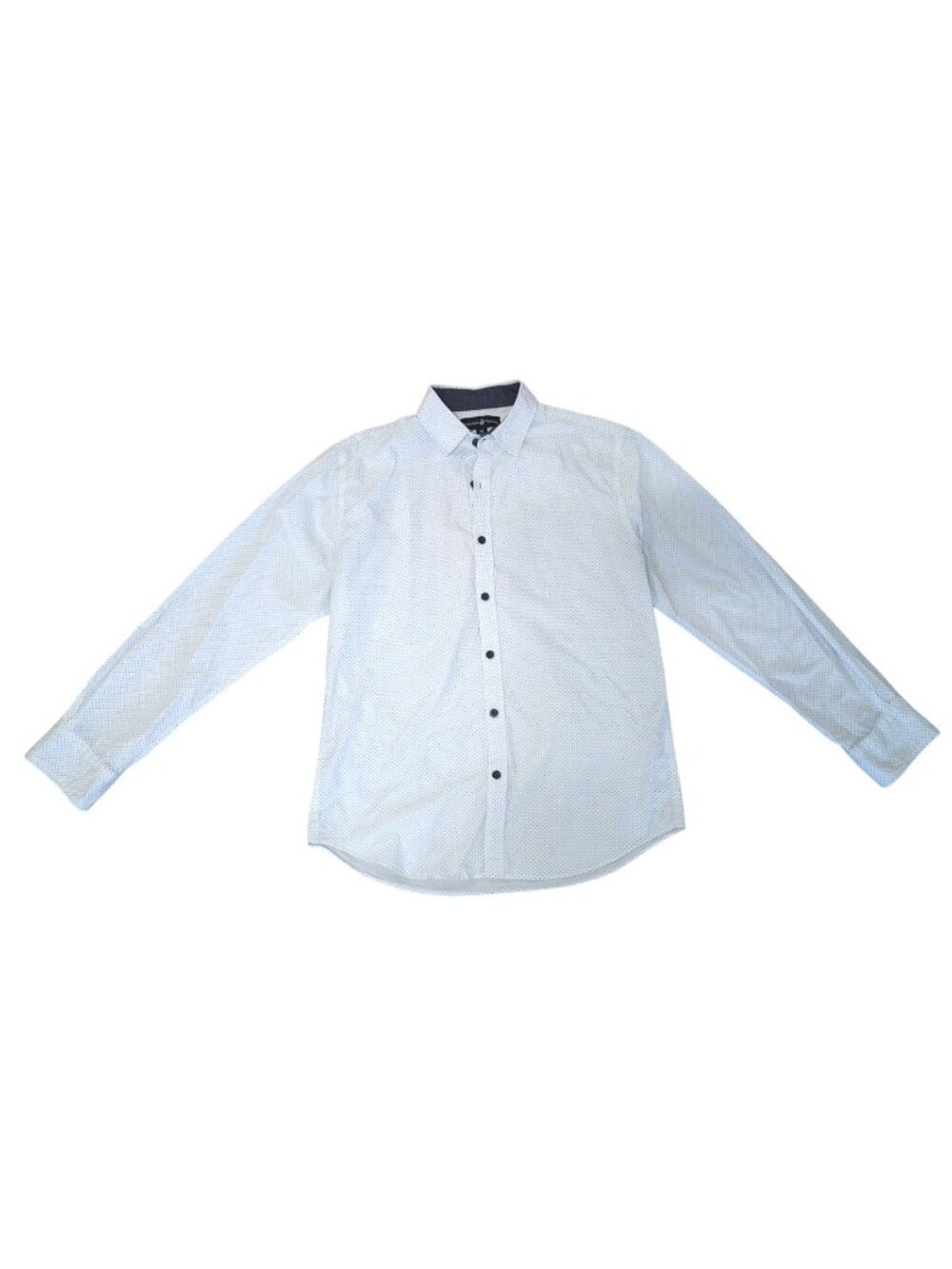 Beverly Hills Polo Club Men's M White Base Blue/gray Micro Dot Shirt 100% Cotton